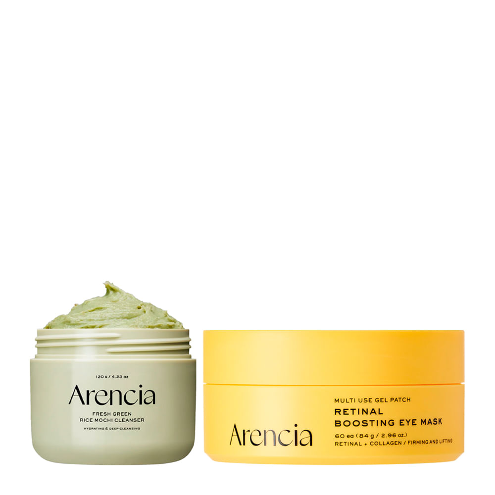 Kit Arencia Rice Mochi Green Máscara Facial 120g + Retinal Boosting Máscara Área dos Olhos 84g