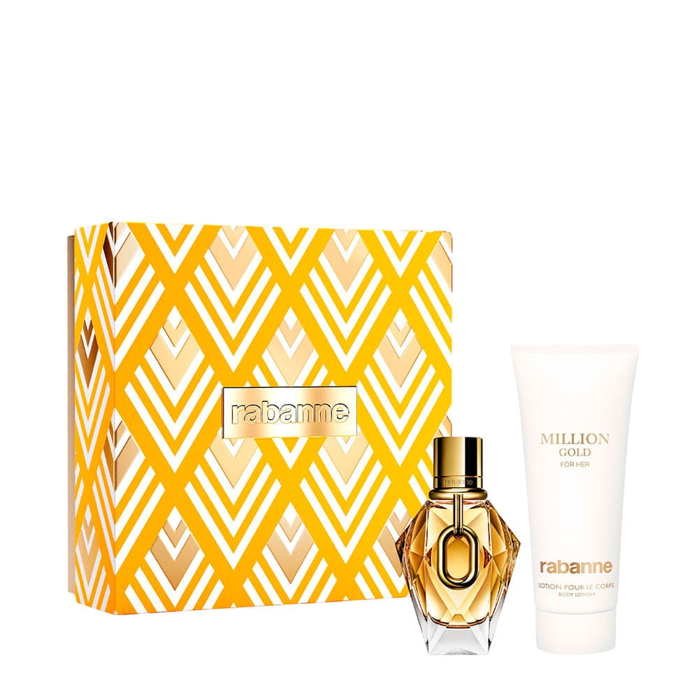 Kit Rabanne Million Gold For Her Feminino - Eau de Parfum 50ml + Body Lotion 100ml